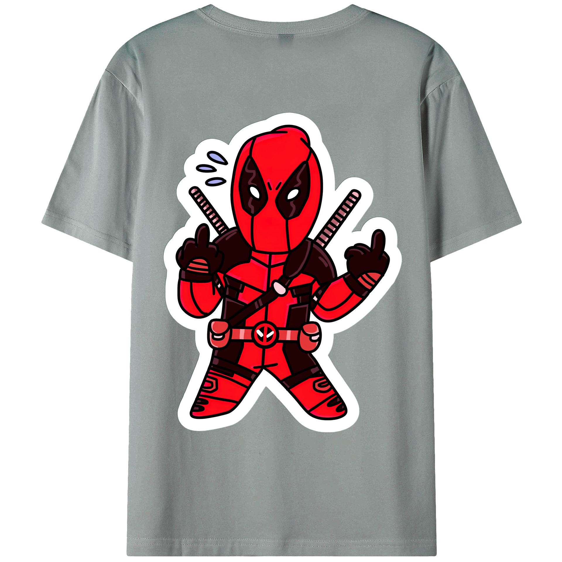 （画像用） Deadpool デッドプール 綿100％ メンズ半袖Tシャツ（バックプリント） 通気性